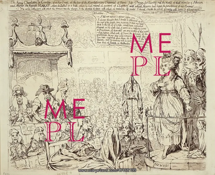 : The heroic Charlotte la Corde, upon her trial, at the bar of : The heroic Charlotte la Corde, upon her trial, at the bar of