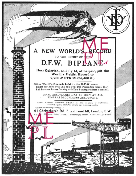 : Herr Oelerich Set World Height Record In A DFW Biplane : Herr Oelerich Set World Height Record In A DFW Biplane