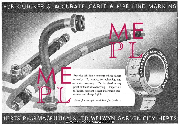: Herts Pharmaceuticals Cable Identification Tape 1943 : Herts Pharmaceuticals Cable Identification Tape 1943