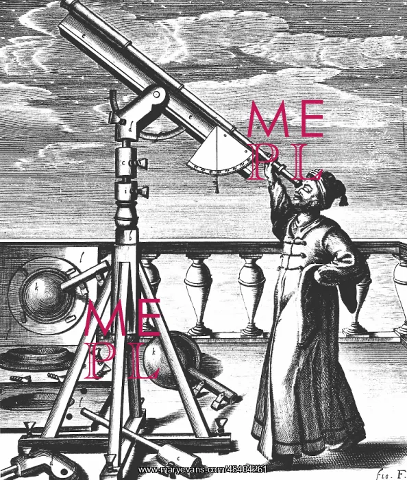 : Hevelius observing through refracting telescope : Hevelius observing through refracting telescope