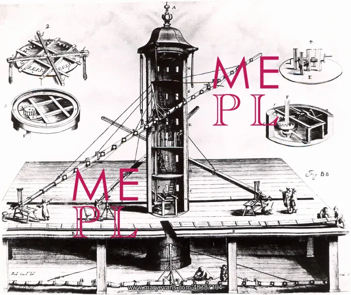 : Hevelius's plan for a tower observatory, showing : Hevelius's plan for a tower observatory, showing