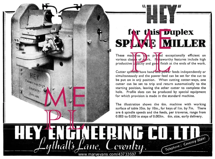: Hey Engineering Duplex Spline Miller : Hey Engineering Duplex Spline Miller