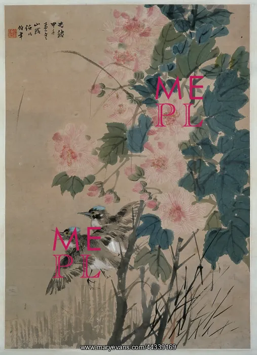: Hibiscus and flying kingfishers : Hibiscus and flying kingfishers