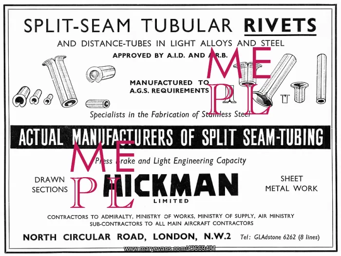 : Hickman Split Seam Tubular Rivets : Hickman Split Seam Tubular Rivets
