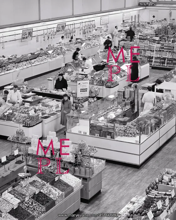 : High Angle Interior View of Supermarket Grocery : High Angle Interior View of Supermarket Grocery