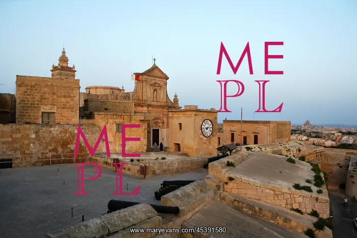 : Malta. High angle view of the 17th century Cathedral in the Citadella : Malta. High angle view of the 17th century Cathedral in the Citadella