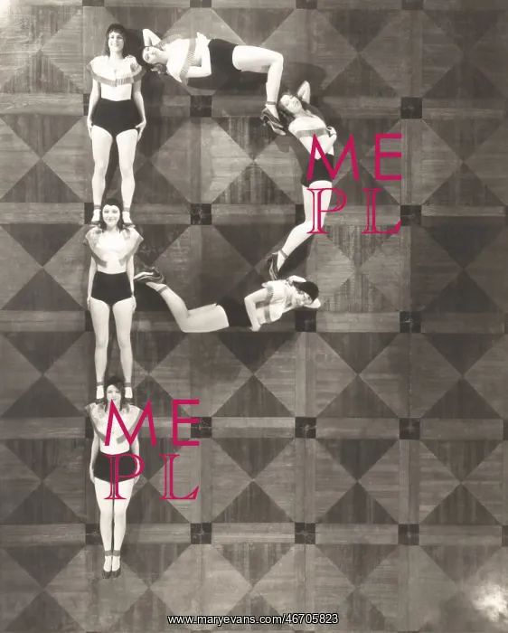: High angle view of women forming the letter P : High angle view of women forming the letter P