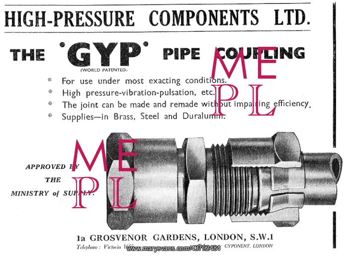 : High Pressure Components - GYP Pipe Couplings 1949 : High Pressure Components - GYP Pipe Couplings 1949