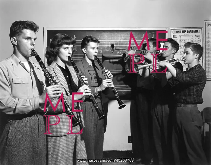 : High School students playing clarinets and trumpets : High School students playing clarinets and trumpets