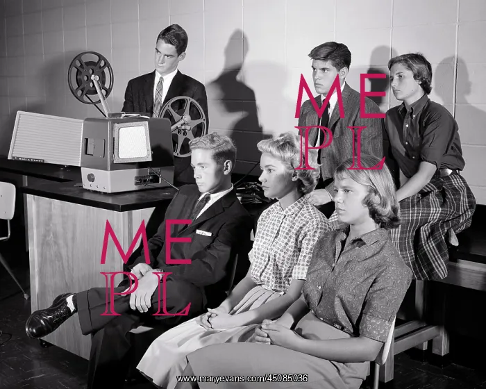 : High School Students Watching 16mm Educational Movie : High School Students Watching 16mm Educational Movie