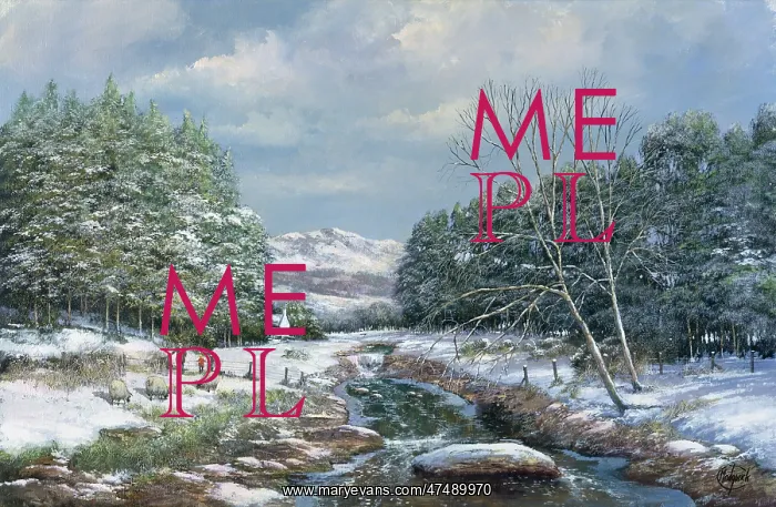 : Highland Snow Scene – with river : Highland Snow Scene – with river