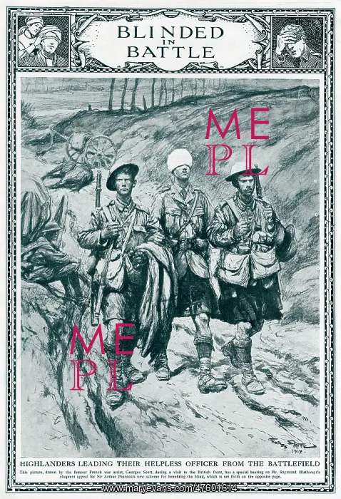 : Highlanders leading their blinded officer, WW1 : Highlanders leading their blinded officer, WW1