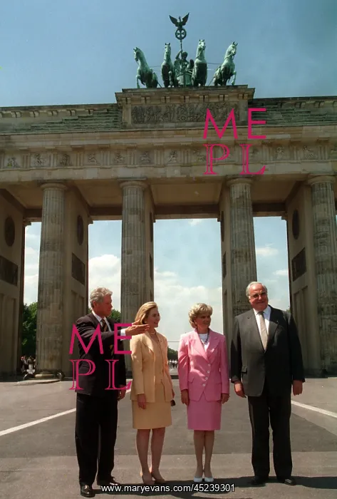 : Bill and Hillary Clinton in front of the Brandenburg Gate in : Bill and Hillary Clinton in front of the Brandenburg Gate in