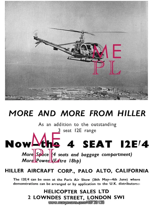: Hiller 12E: Sole Distributors Helicopter Sales Ltd : Hiller 12E: Sole Distributors Helicopter Sales Ltd