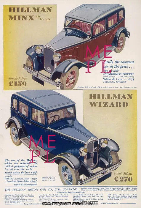 : Hillman car advertisement : Hillman car advertisement