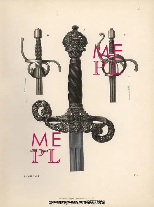 : Hilts from three 17th century rapiers : Hilts from three 17th century rapiers