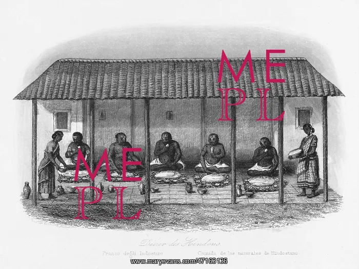 : Hindu men at mealtime, India : Hindu men at mealtime, India