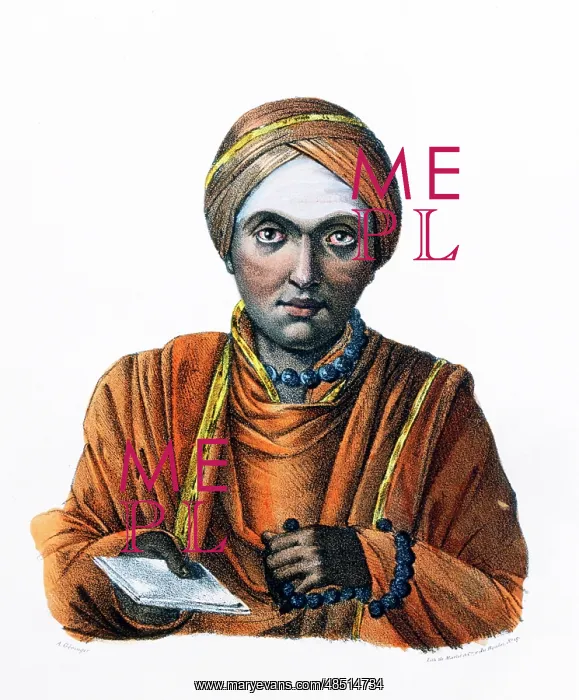 : A Hindu priest delivering a message. India; early : A Hindu priest delivering a message. India; early