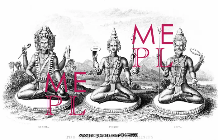 : The Hindu Trinity (Trimurti): left to right; Brahma : The Hindu Trinity (Trimurti): left to right; Brahma