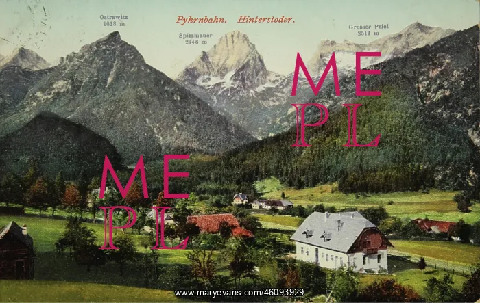 : Hinterstoder. 1907. Photochrom. Photograph and : Hinterstoder. 1907. Photochrom. Photograph and