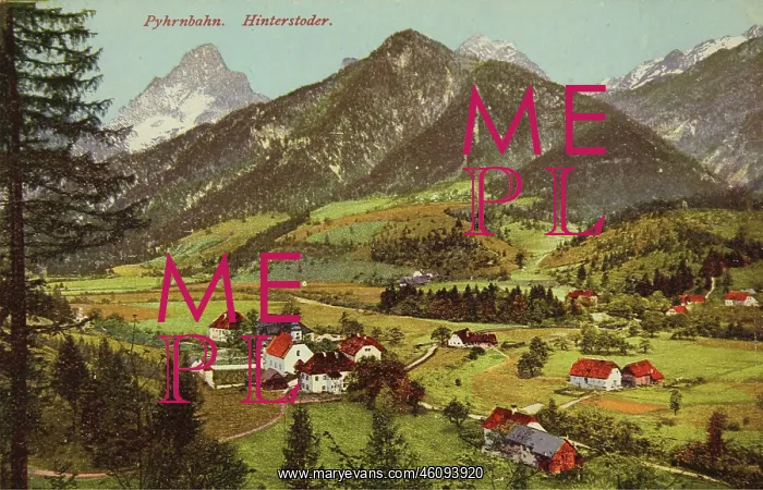 : Hinterstoder. 1915. Photochrom. Photograph and : Hinterstoder. 1915. Photochrom. Photograph and