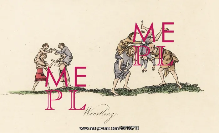 : Hippas wrestling, 14th century : Hippas wrestling, 14th century