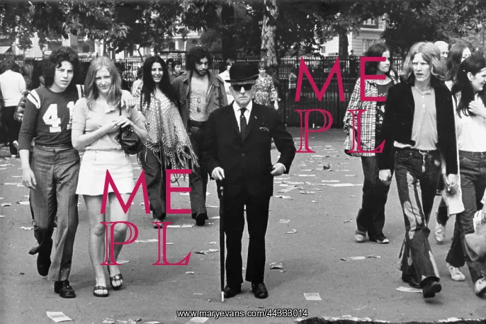 : Hippie types with cool City gent : Hippie types with cool City gent
