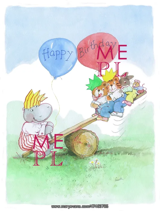 : Hippo and other animals on see-saw : Hippo and other animals on see-saw