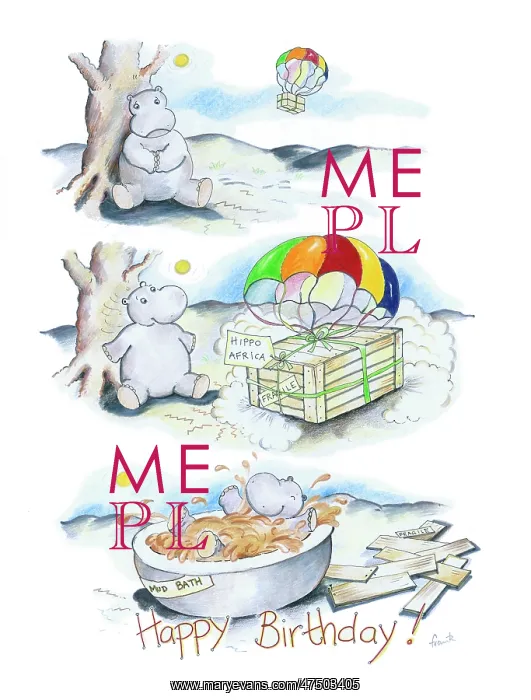  : Hippo with parachute and mud bath