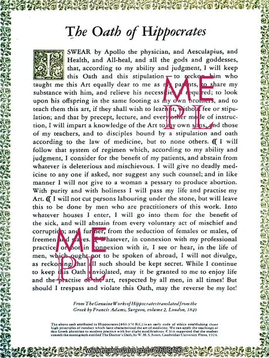 : Hippocratic Oath, 1938 : Hippocratic Oath, 1938