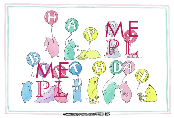 : Hippos with Happy Birthday balloons : Hippos with Happy Birthday balloons