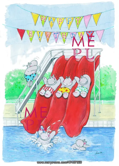 : Hippos on a water slide : Hippos on a water slide