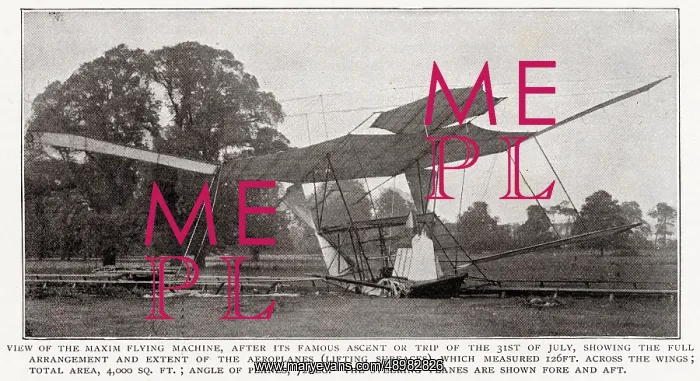 : Hiram Maxim - flying machine trip July 1849 : Hiram Maxim - flying machine trip July 1849