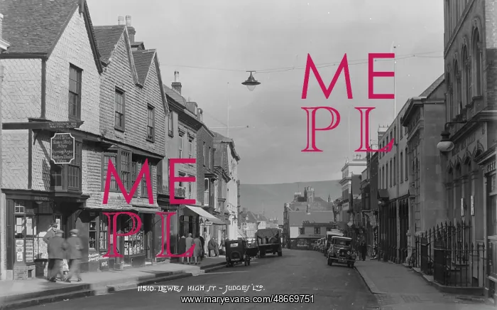 : Historic View of Lewes High Street : Historic View of Lewes High Street