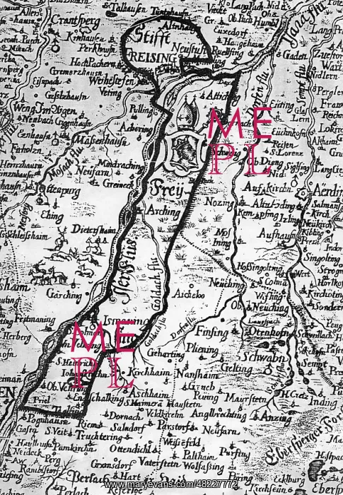 : Historical map of the diocese of Freising in 1684 : Historical map of the diocese of Freising in 1684