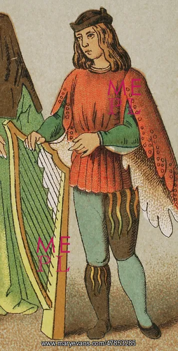  : History of England. 1450-1500. Minstrel. Chromolithography
