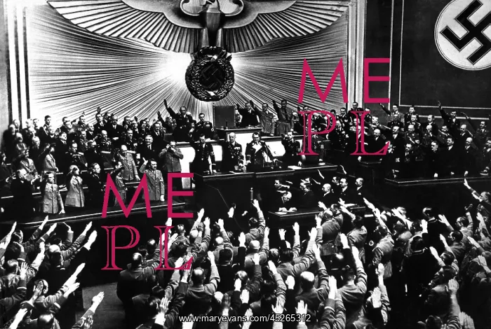 : Hitler accepts the ovation of the Reichstag after : Hitler accepts the ovation of the Reichstag after