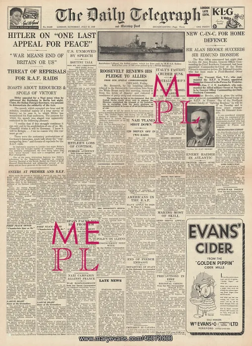 : Hitler calls on Britain to stop the war : Hitler calls on Britain to stop the war