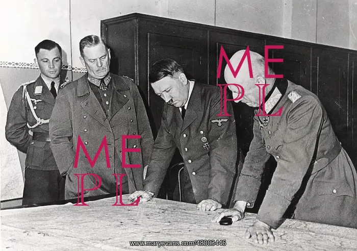 : Hitler with Field Marshal Keitel, looking at a map : Hitler with Field Marshal Keitel, looking at a map