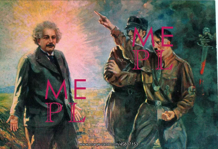 : Hitler pointing at Einstein to leave Germany : Hitler pointing at Einstein to leave Germany