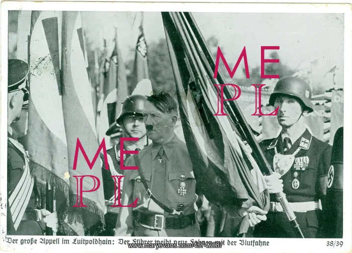 : A serious Hitler presents a new unit its regimental flag : A serious Hitler presents a new unit its regimental flag