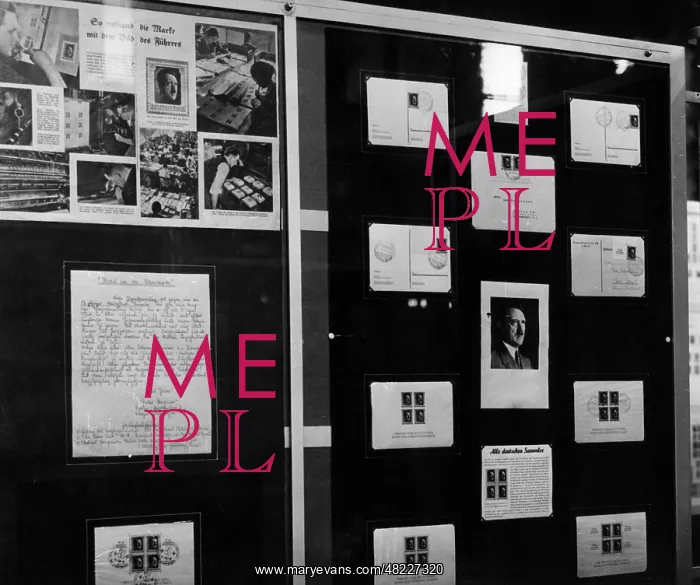 : Hitler stamp in an exhibition in Berlin, 1937 : Hitler stamp in an exhibition in Berlin, 1937