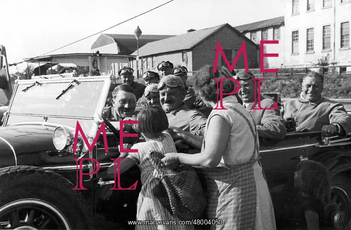 : Hitler stops his car on a trip through Germany : Hitler stops his car on a trip through Germany
