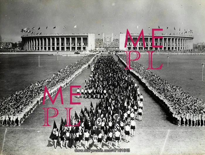 : Hitler Youth in sporting event outside a stadium, Berlin : Hitler Youth in sporting event outside a stadium, Berlin
