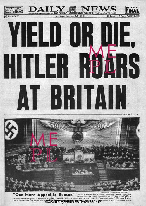 : Hitler's Appeal To Reason speech, WW2 : Hitler's Appeal To Reason speech, WW2