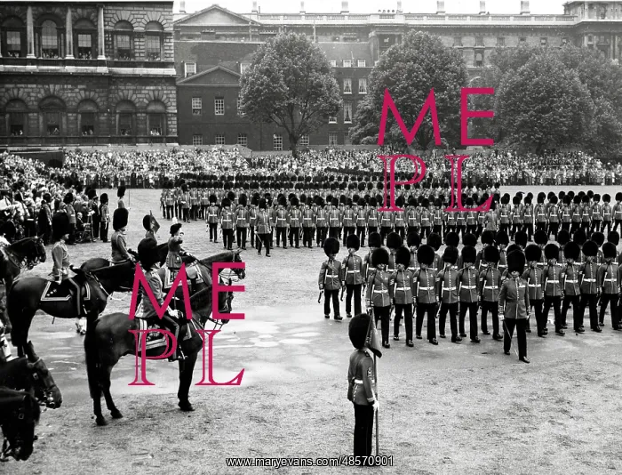 : H.M. The Queen, in the scarlet of the Grenadiers : H.M. The Queen, in the scarlet of the Grenadiers