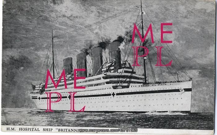 : HMHS Britannic, serving as hospital ship in WW1 : HMHS Britannic, serving as hospital ship in WW1