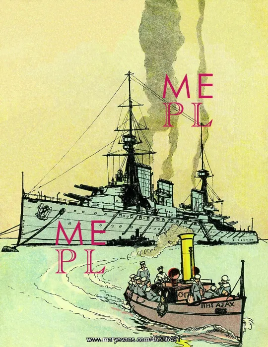 : HMS Ajax. Crew members disembarking from HMS Ajax, a World War I battleship : HMS Ajax. Crew members disembarking from HMS Ajax, a World War I battleship