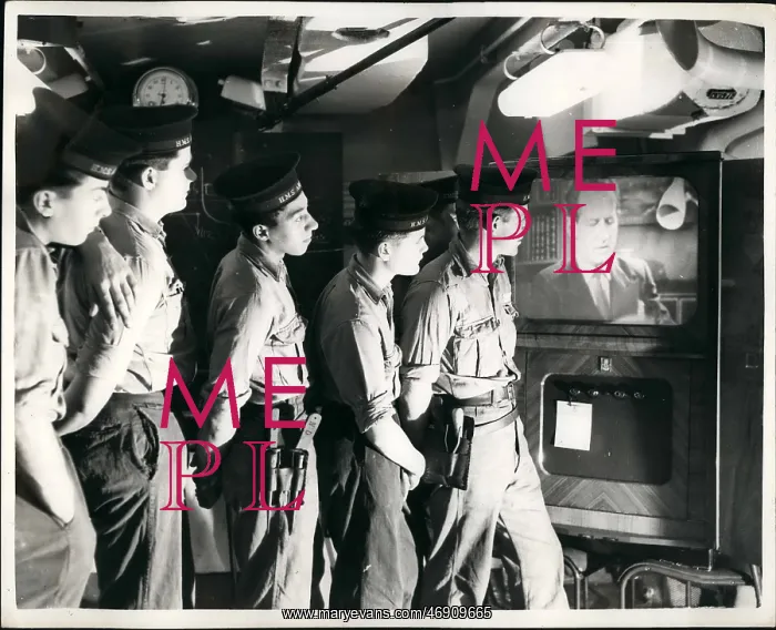 : HMS Ark Royal crew watching television : HMS Ark Royal crew watching television