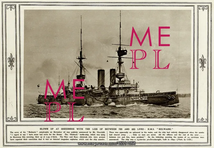: HMS Bulwark, blown up 1914 : HMS Bulwark, blown up 1914